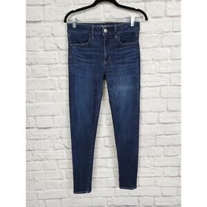 American Eagle Outfitters AEO Hi Rise Jegging Super Super Stretch Dark Wash Sz 6